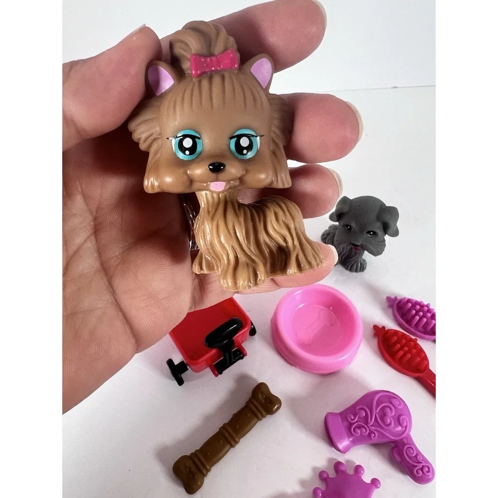 Dog Figures My‎ Pet Pals Chic Boutique Brown Dog Red/Pink Bow Lot 2 -CUTE